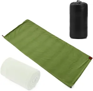 Sleeping Bags,YIWENG Outdoor Sleeping Bags Portable Emergency Sleeping Bag Light-Weight Fleece Sleeping Bag for Camping Travel Hiking, Dark Green