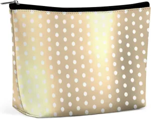 Small Cosmetic Bag, Classic Elegant Gold Polka Dots Makeup Bags Elegant Roomy Pouch for Women,Travel Toiletry Accessories Organizer