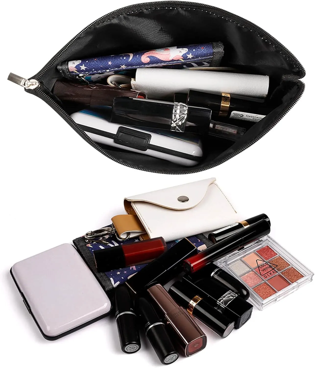 Small Cosmetic Bag, Classic Elegant Gold Polka Dots Makeup Bags Elegant Roomy Pouch for Women,Travel Toiletry Accessories Organizer