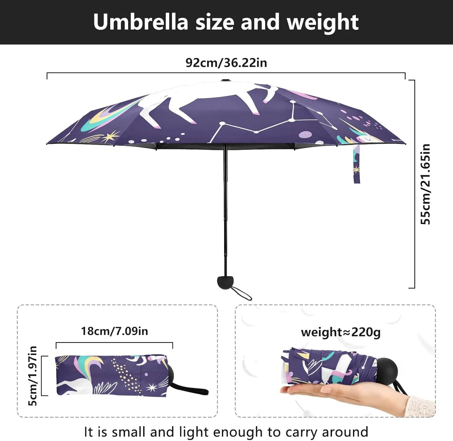Small Mini Anti-UV Compact Travel Umbrella, 5 Folding Ultra-Light Umbrella, 6 Ribs Pocket Windproof Foldable Vinyl Parasol