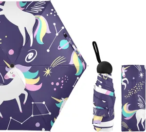 Small Mini Anti-UV Compact Travel Umbrella, 5 Folding Ultra-Light Umbrella, 6 Ribs Pocket Windproof Foldable Vinyl Parasol