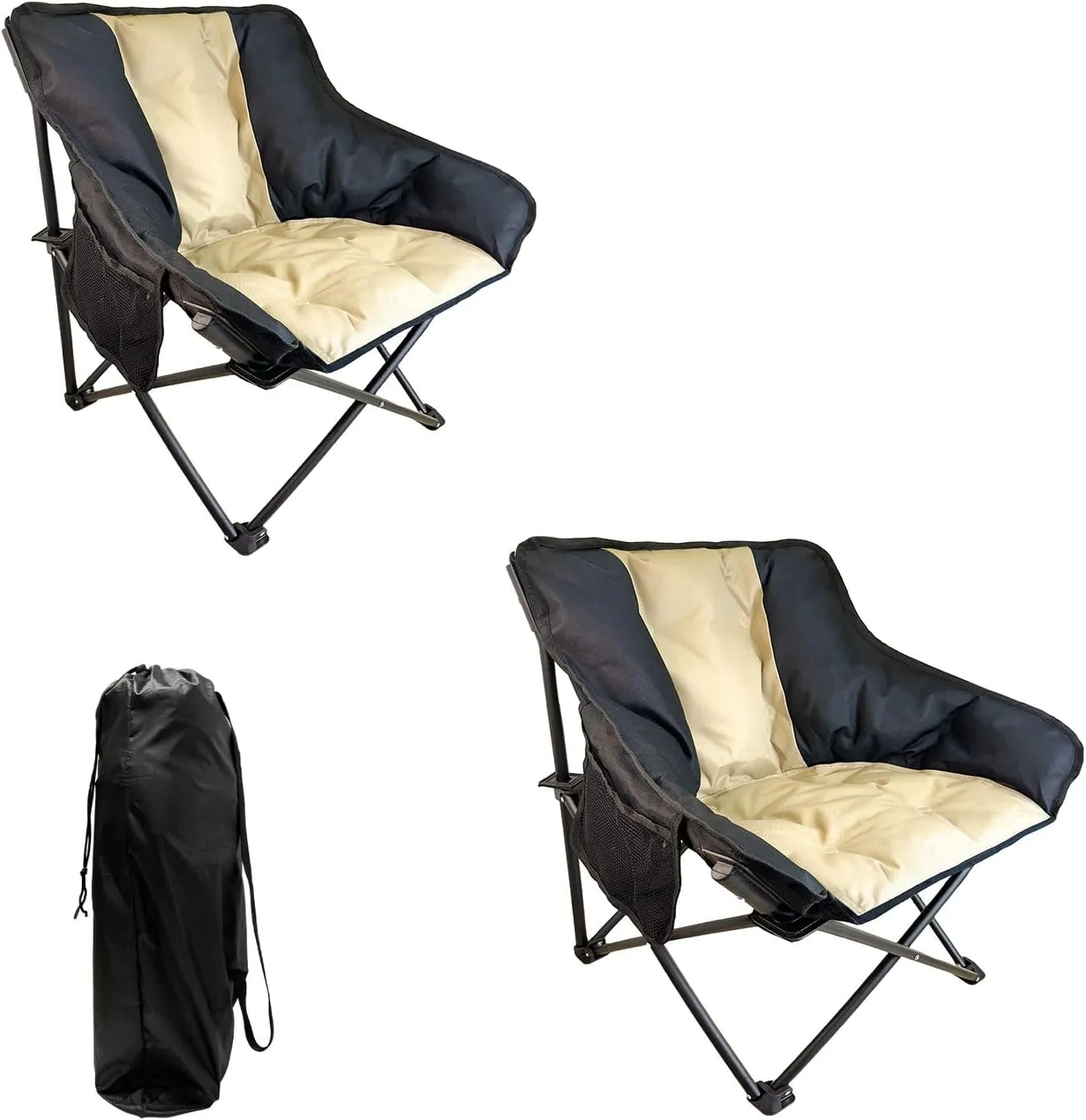 Small Padded Camping Chair 2 Pack Comfortable Camping Chair Padded Chairs for Adults KontMan Heavy Duty Chair 265 lbs Portable Comfy Chairs for Adults (2 Pack)