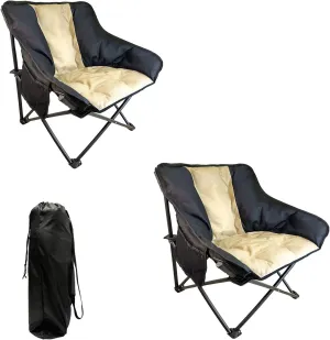 Small Padded Camping Chair 2 Pack Comfortable Camping Chair Padded Chairs for Adults KontMan Heavy Duty Chair 265 lbs Portable Comfy Chairs for Adults (2 Pack)