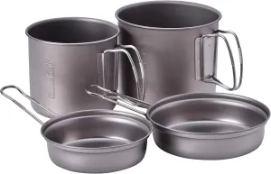 Snow Peak's Titanium Trek Combo Cookware Set, Japanese Titanium, Ultralight and Compact for Camping, Made in Japan, Lifetime Product Guarantee, One Size, Model: SCS-010T