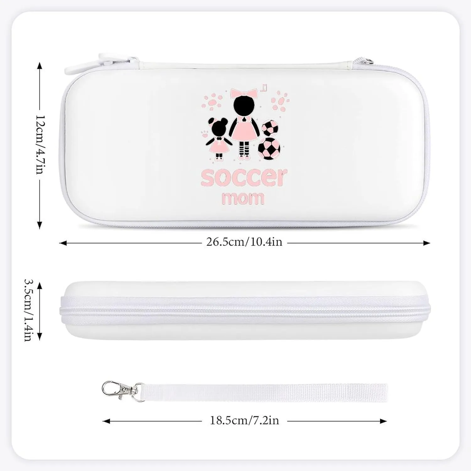 Soccer Mom Hard Shell Travel Case with Rope 15 Game Card Pockets Compatible with Switch Protective