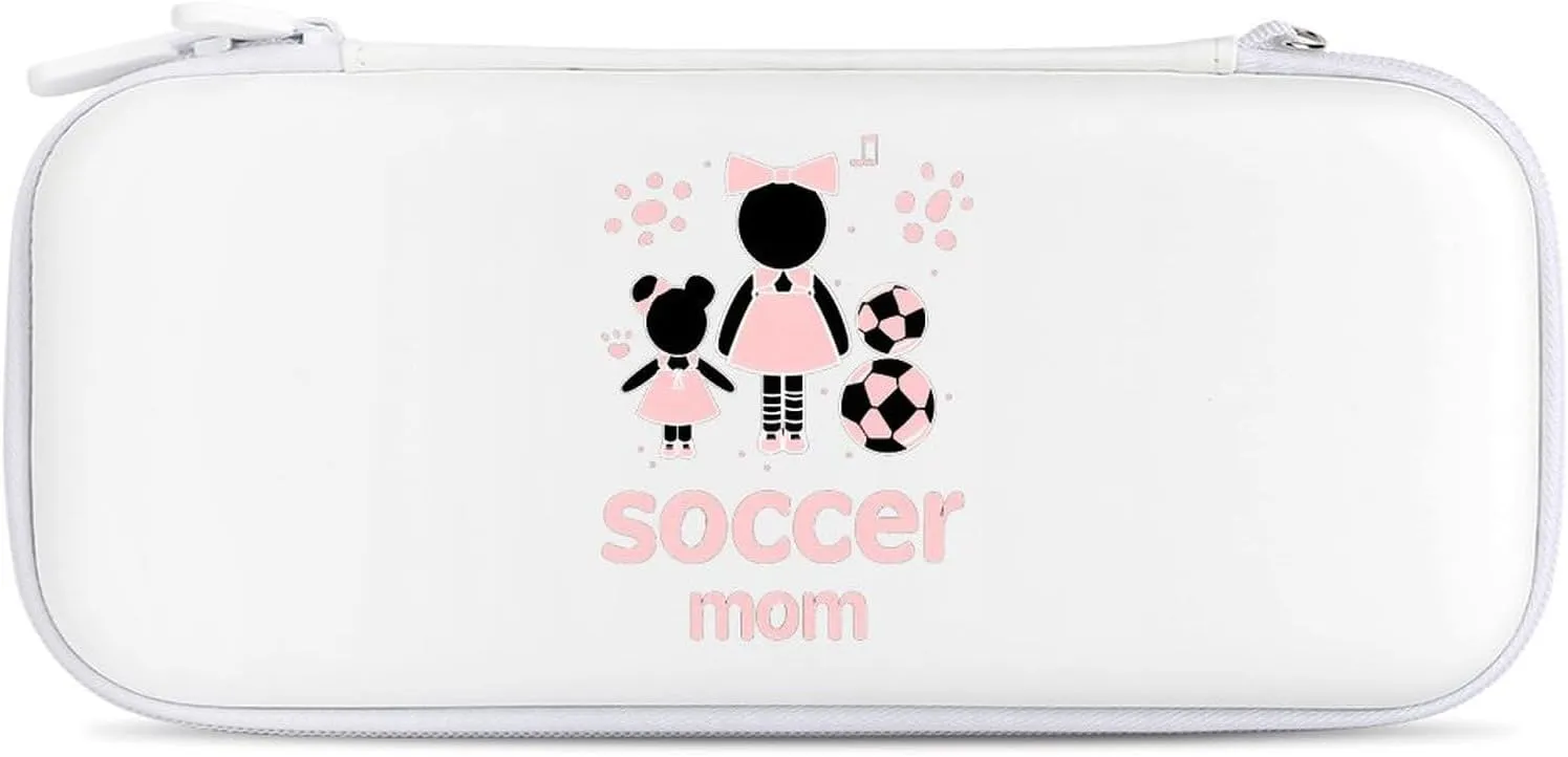 Soccer Mom Hard Shell Travel Case with Rope 15 Game Card Pockets Compatible with Switch Protective