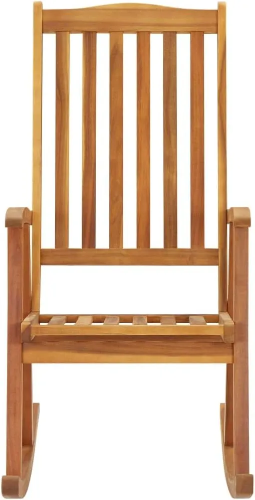 Solid Acacia Wood Rocking Chair with Cushions Outdoor Indoor Use, Green Oil Finish High Back Lounge Chair for Patio, Living Room, Porch, Deck