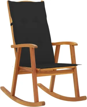 Solid Acacia Wood Rocking Chair with Cushions Outdoor Indoor Use Weather-Resistant Patio Lounge Furniture for Reading Sunroom Backyard