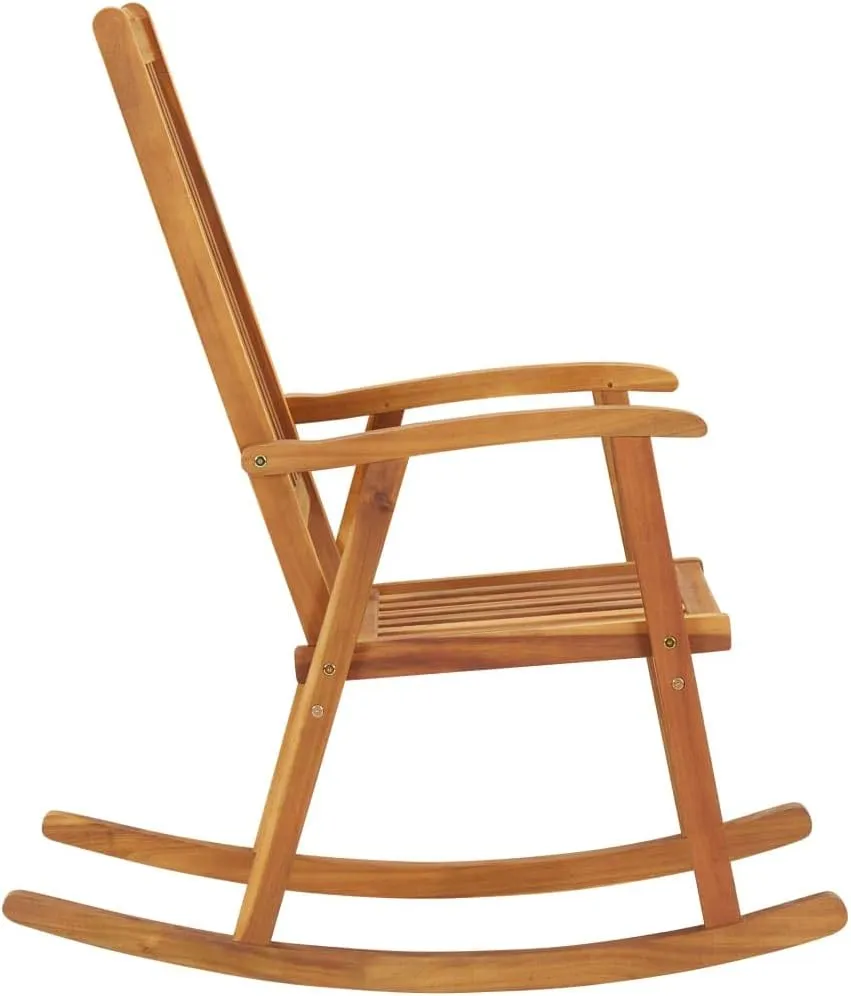Solid Acacia Wood Rocking Chair with Cushions Outdoor Indoor Use Weather-Resistant Patio Lounge Furniture for Reading Sunroom Backyard