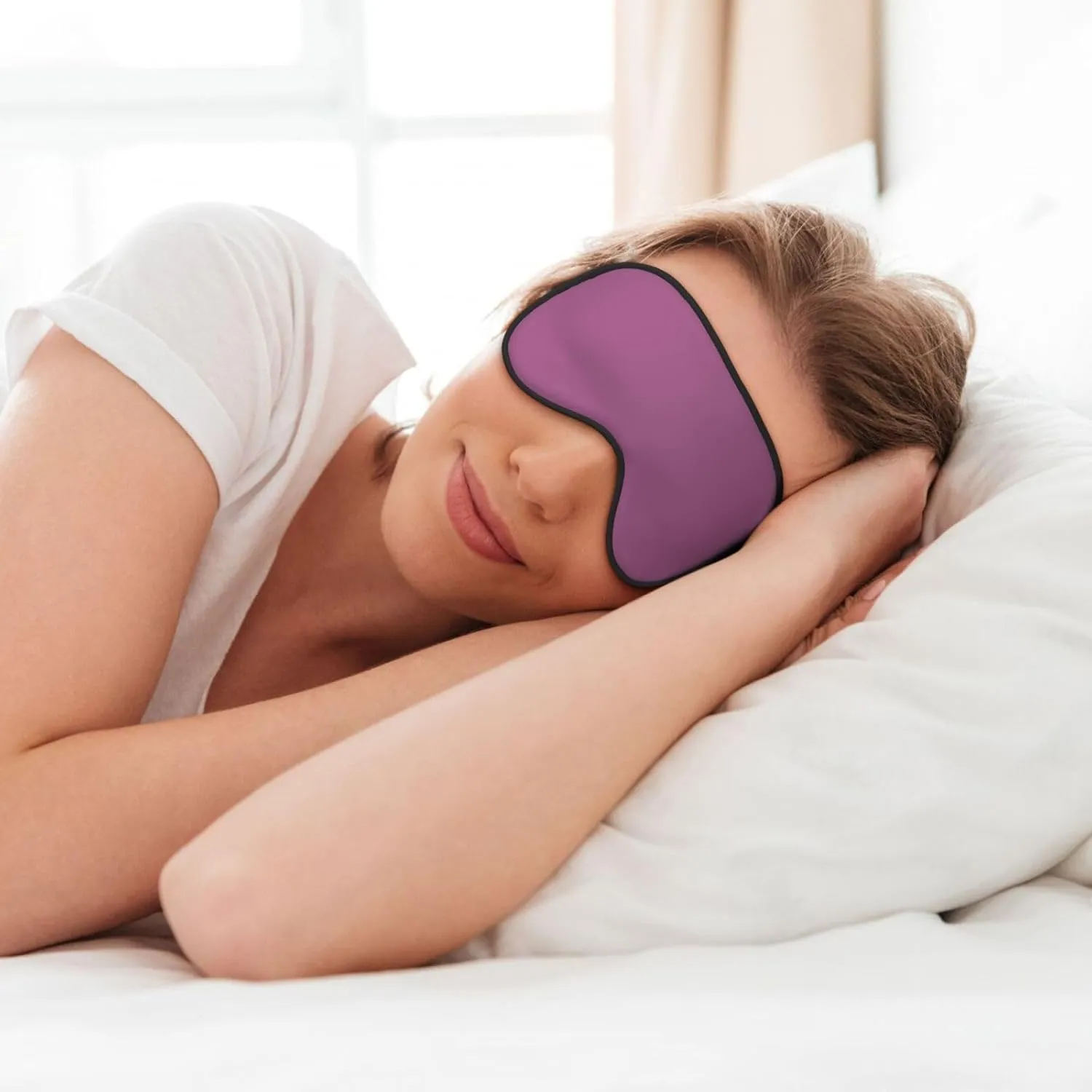 Solid Color Grape red Head-Mounted Double-Sided Light-Blocking Sleeping Eye mask to Protect Eyes and Relieve Eye Fatigue