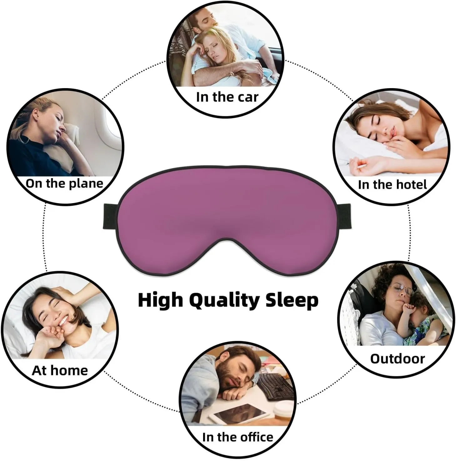 Solid Color Grape red Head-Mounted Double-Sided Light-Blocking Sleeping Eye mask to Protect Eyes and Relieve Eye Fatigue