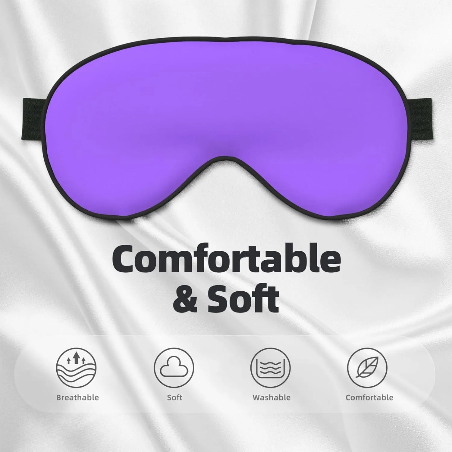 Solid Color Light Purple Head-Mounted Double-Sided Light-Blocking Sleeping Eye mask to Protect Eyes and Relieve Eye Fatigue