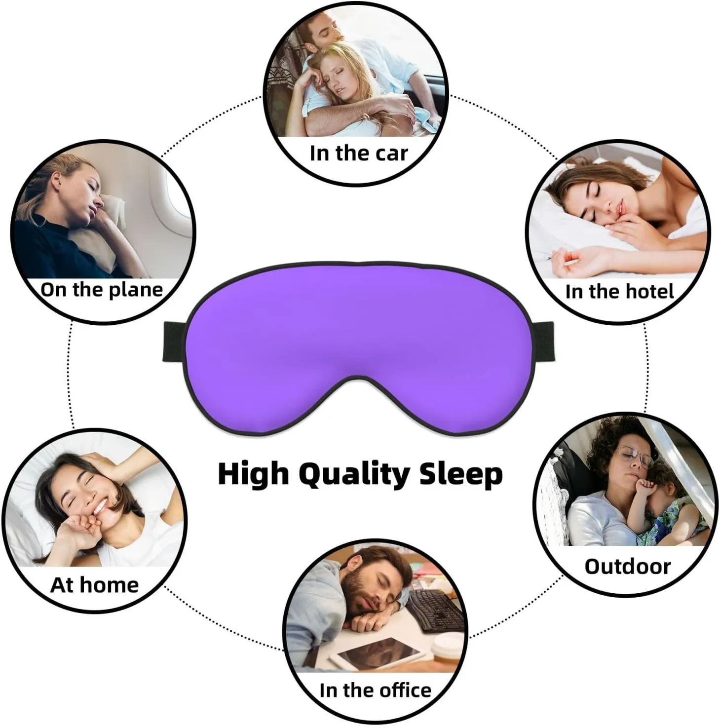 Solid Color Light Purple Head-Mounted Double-Sided Light-Blocking Sleeping Eye mask to Protect Eyes and Relieve Eye Fatigue