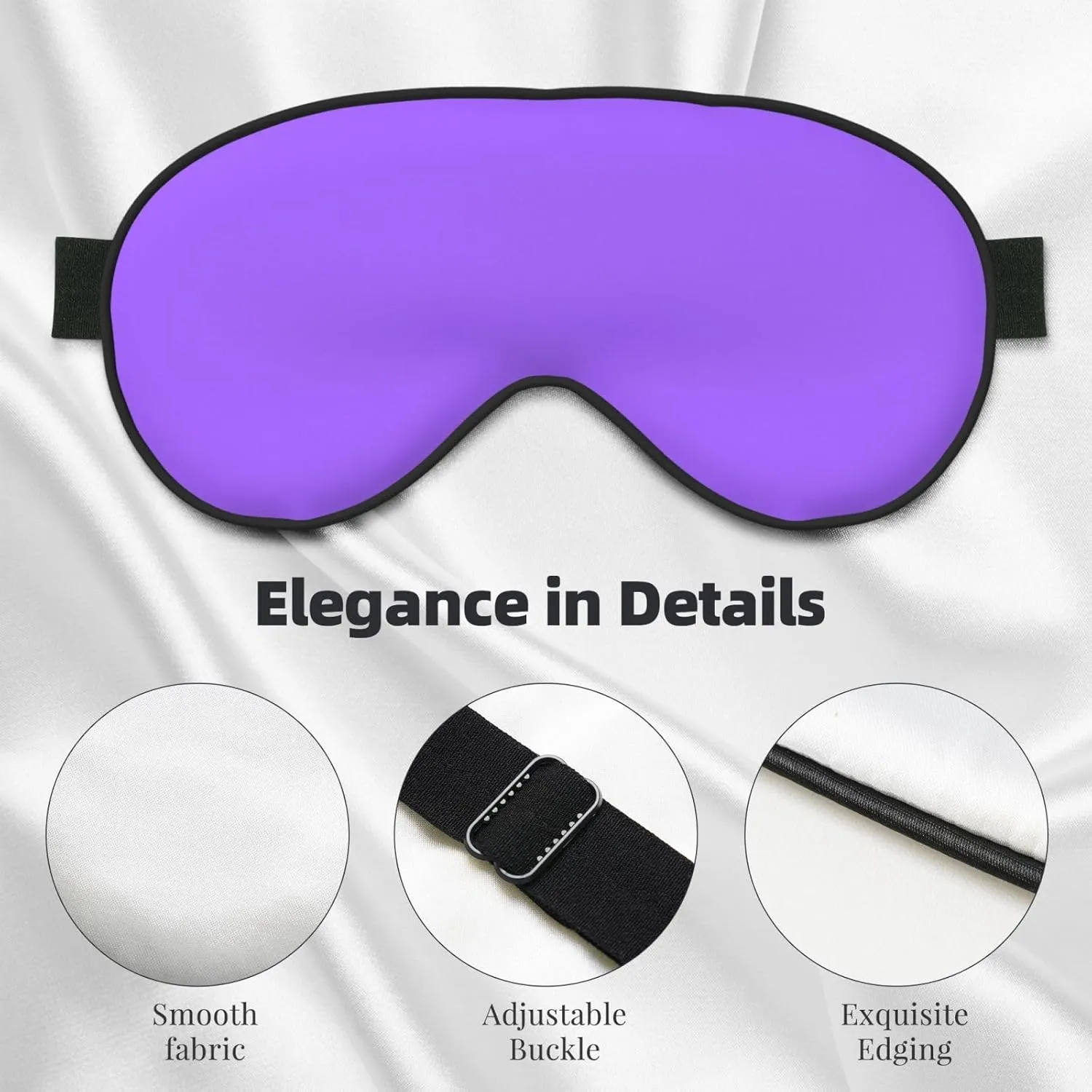 Solid Color Light Purple Head-Mounted Double-Sided Light-Blocking Sleeping Eye mask to Protect Eyes and Relieve Eye Fatigue