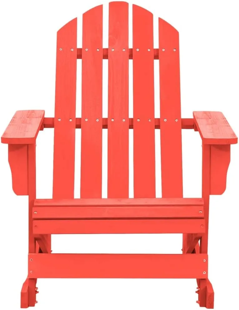 Solid Fir Wood Red Adirondack Rocking Chair for Patio Outdoor Furniture, Sturdy Wooden Rocker Lounge Chair with Ergonomic Design and 242.5 lb Capacity, Weather-Resistant Garden Seating