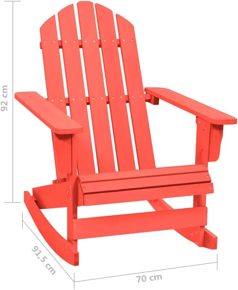 Solid Fir Wood Red Adirondack Rocking Chair for Patio Outdoor Furniture, Sturdy Wooden Rocker Lounge Chair with Ergonomic Design and 242.5 lb Capacity, Weather-Resistant Garden Seating