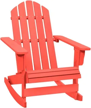 Solid Fir Wood Red Adirondack Rocking Chair for Patio Outdoor Furniture, Sturdy Wooden Rocker Lounge Chair with Ergonomic Design and 242.5 lb Capacity, Weather-Resistant Garden Seating