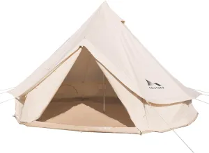 SOLSTUKU Canvas Bell Tent with Stove Jack - 4 Seasons Waterproof Yurt Tent for Luxury Camping, Glamping & Outdoor Adventures