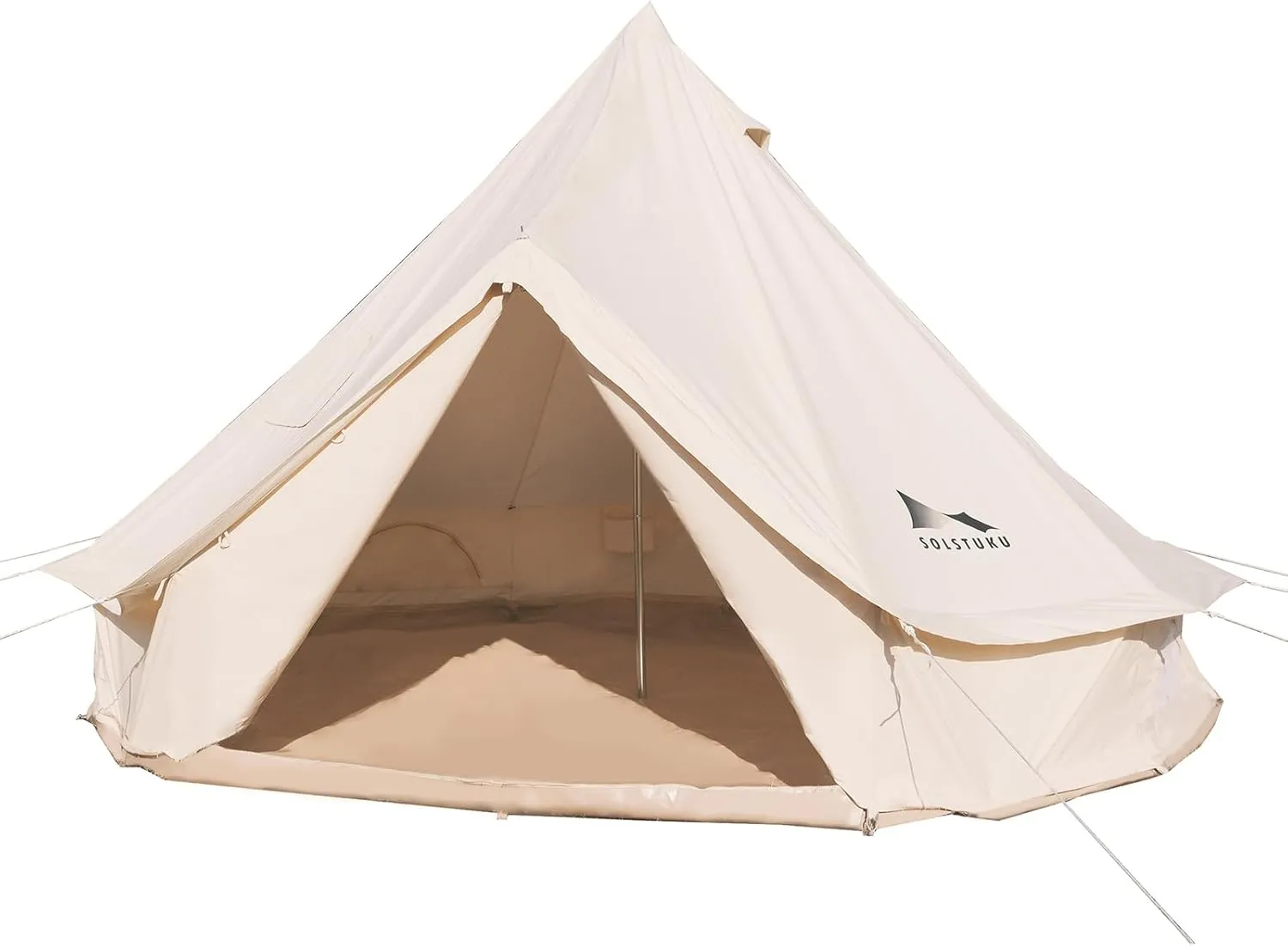 SOLSTUKU Canvas Bell Tent with Stove Jack - 4 Seasons Waterproof Yurt Tent for Luxury Camping, Glamping & Outdoor Adventures