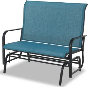 Sophia & William 2-Person Outdoor Glider Rocker Chair, High Back Gliding Loveseat, Patio Swing Rocking Chair Bench, All-weather Resistant Textilene Fabric and Powder Coating Metal Frame for Lawn Porch