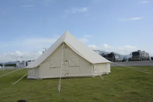 Spacious 4 Season Glamping Canvas Tent, Family Camping and Outdoor Events, Room for 7-10 People, Waterproof, Off-White