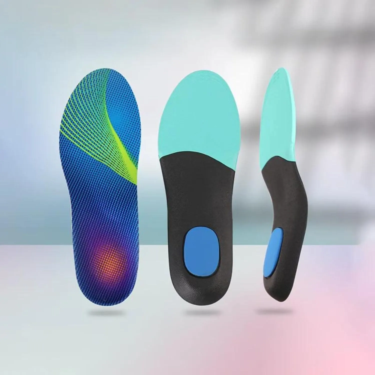 Sport Insoles for Shock Absorption and Comfort, Orthotic Cushions for Soccer, Hiking, Tennis, Basketball, and Hockey Shoes US (Men 5-7/Women 8-10)