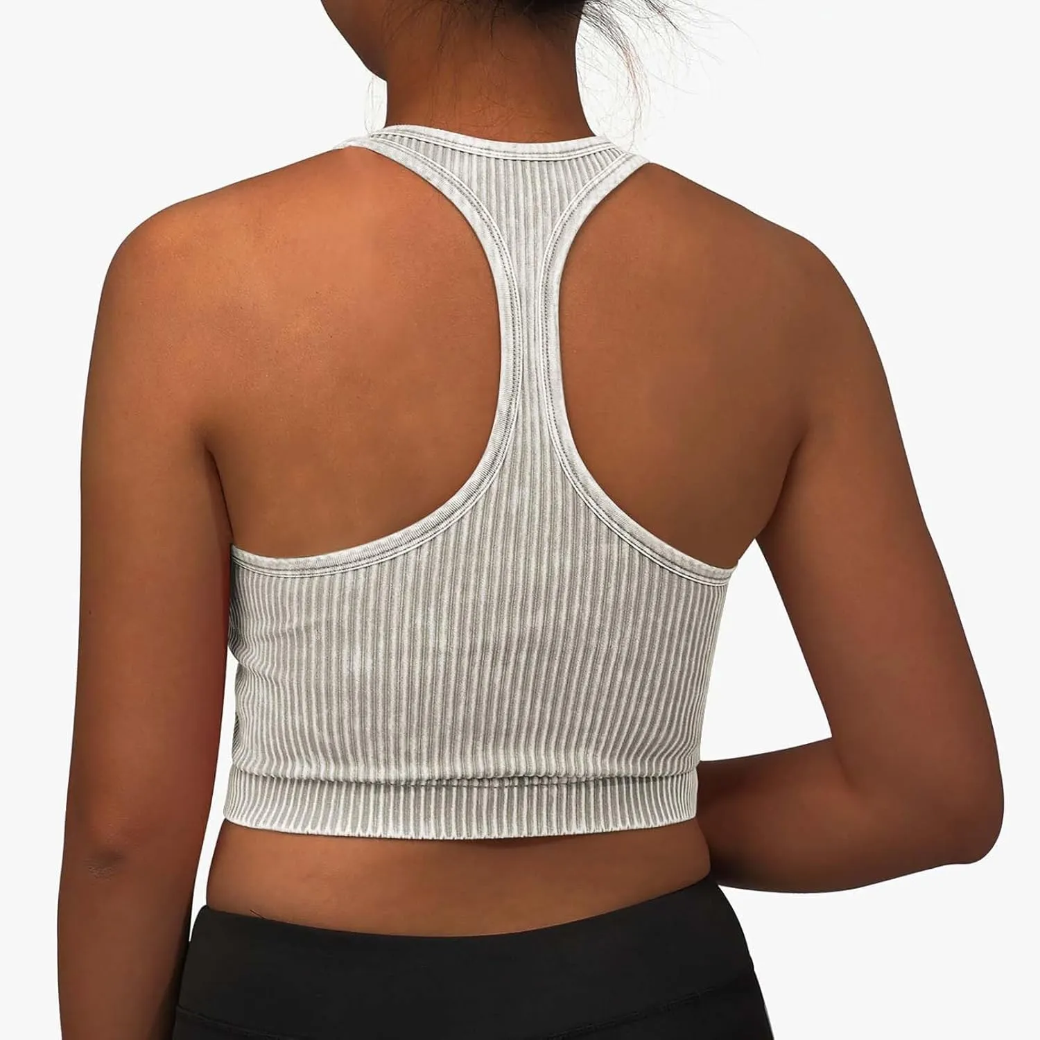 Sports Bras for Women Push Up Ribbed Knit Racerback Bra No Wire Workout Yoga Bras Comfort Gym Fitness Tops