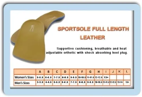 Sportsole Heat Moldable Orthotics - Full Length (F - Women's 10-10.5 / Men's 8-8.5, Fabric)