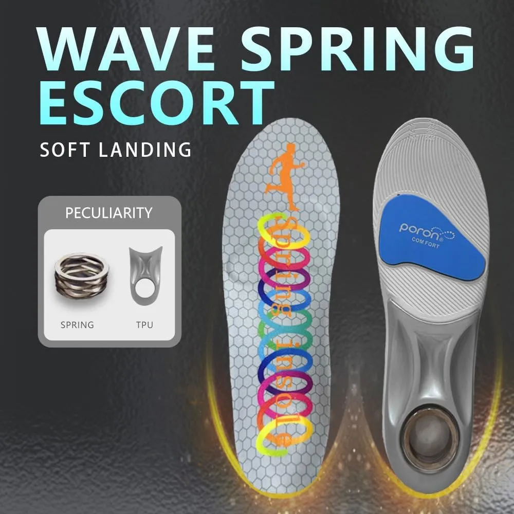 Springs with Airbag Sports Insoles for Men Women, Running Memory Foam Insoles for Shock Absorption, Plantar Fasciitis Arch Support Insoles (Gray, Men 9-11/ Women 10-12-300mm)