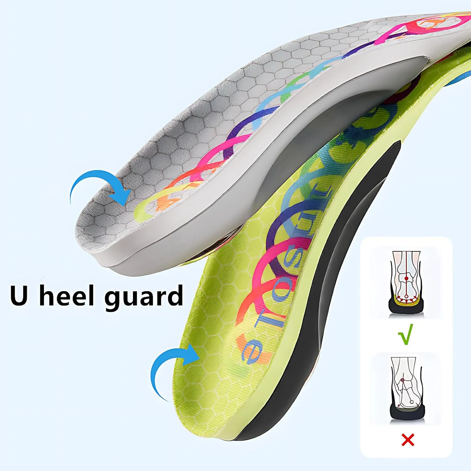 Springs with Airbag Sports Insoles for Men Women, Running Memory Foam Insoles for Shock Absorption, Plantar Fasciitis Arch Support Insoles (Green, Men 9-11/ Women 10-12-300mm)
