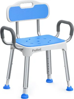 Square Shower Chair for Inside Shower with Padded Back & Arms, 400 lbs Heavy Duty & Adjustable Shower Chair for Elderly and Disabled, Non-Slip Shower Seat, Bath Chair for Tub, HSA/FSA Eligible