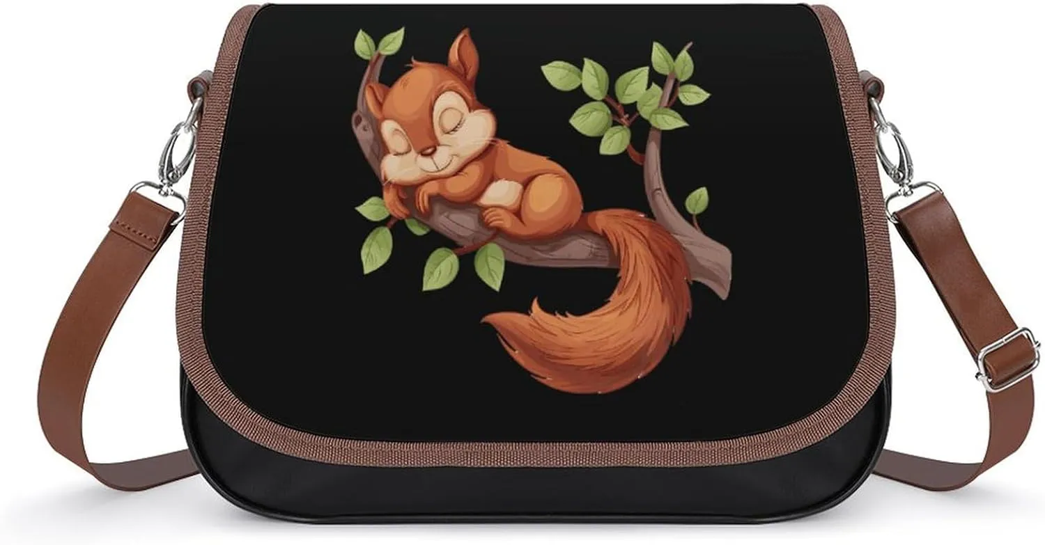 Squirrel Sleep Crossbody Bags for Women Trendy Shoulder Satchel Purses Messenger Bag