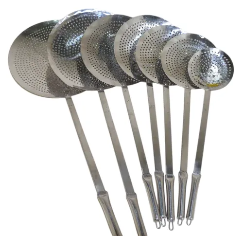 Stainless Steel Frying Skimmer or Indian Style Zara, Heavy Duty Cooking Utensil