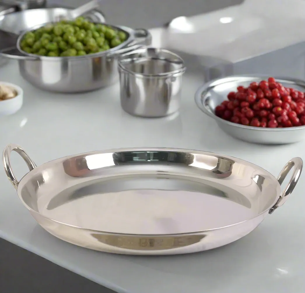 Stainless Steel Jalebi Kadai, Heavy Duty, Curve Border, 3 MM Thick