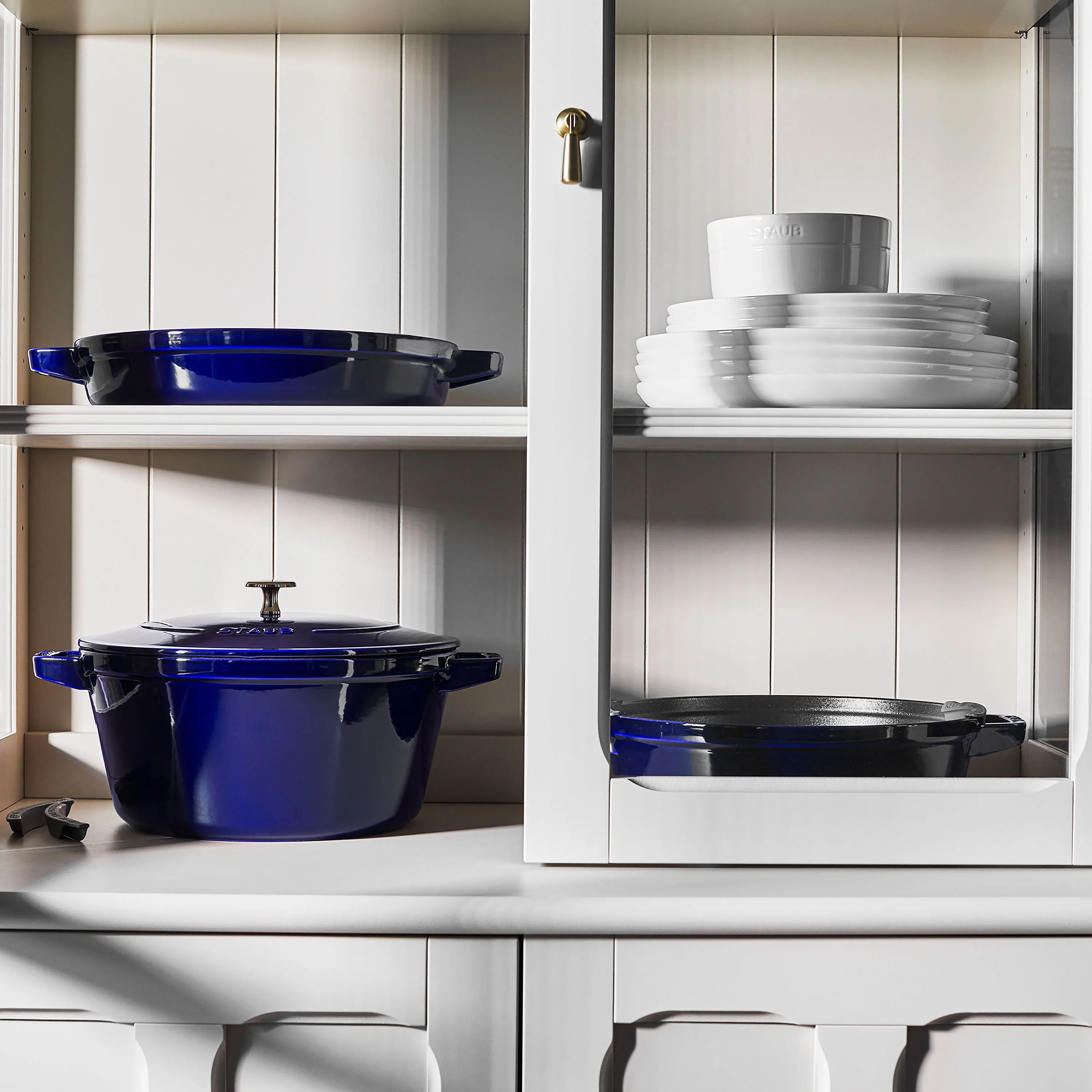 Staub 4 Piece Sapphire Blue Stackable Cast Iron Cookware Set