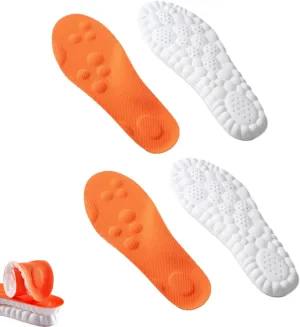Steppers Insoles for Women, Cloudsole Insoles for Men, 4D Cloud Technology Arch Support Memory Foam Insoles (2pcs-Orange, Women 8-9 / Men 6.5-7.5)