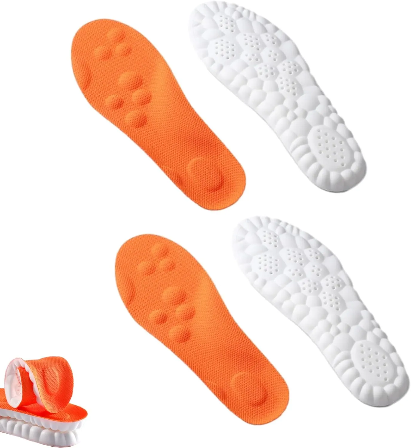 Steppers Insoles for Women, Cloudsole Insoles for Men, 4D Cloud Technology Arch Support Memory Foam Insoles (2pcs-Orange, Women 8-9 / Men 6.5-7.5)