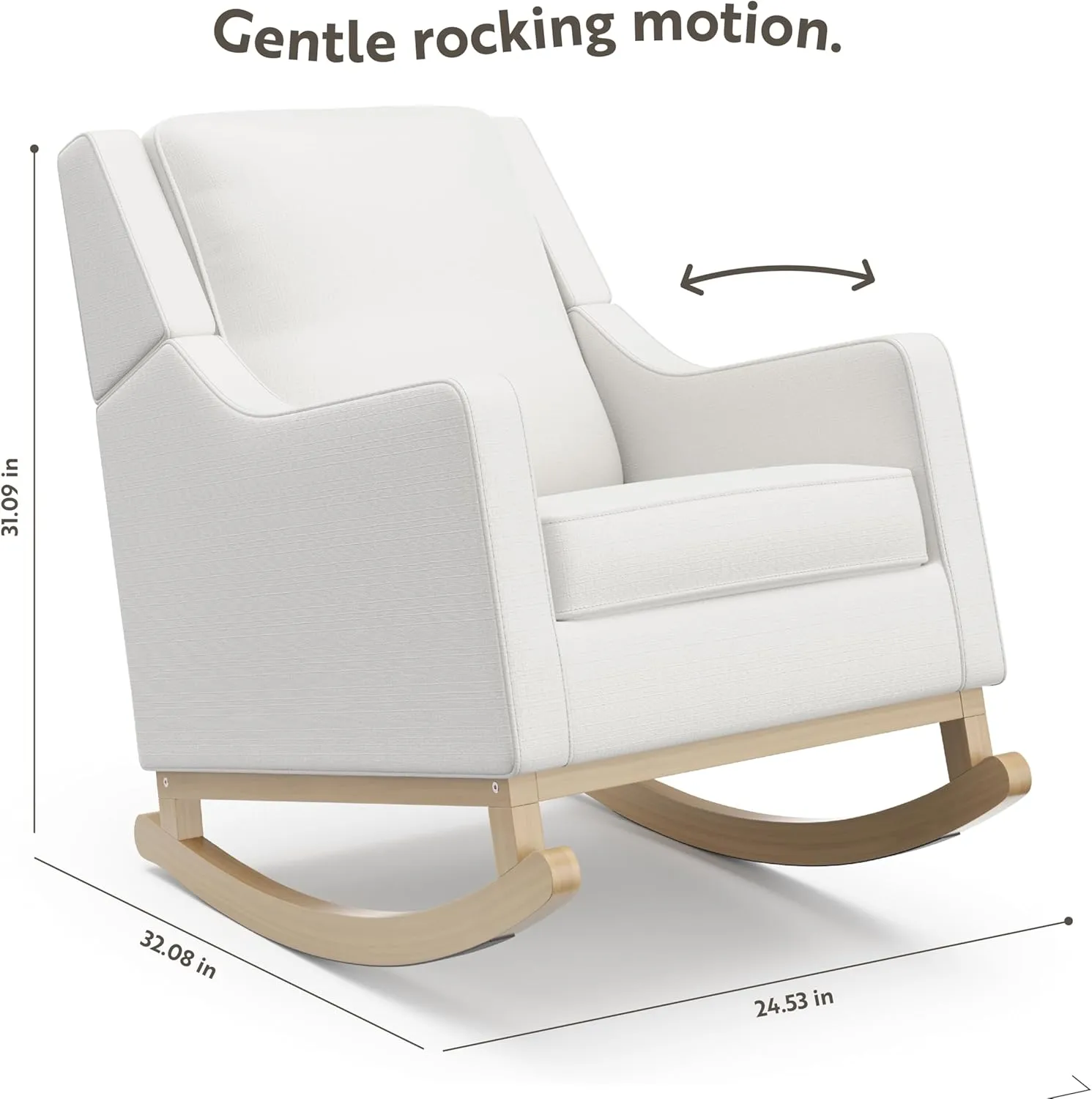 Storkcraft Pasadena Nursery Rocker (Ivory Basketweave with Driftwood) - Upholstered, Rocking Chair for Nursery, Gentle Rocking Motion, Solid Wood Base