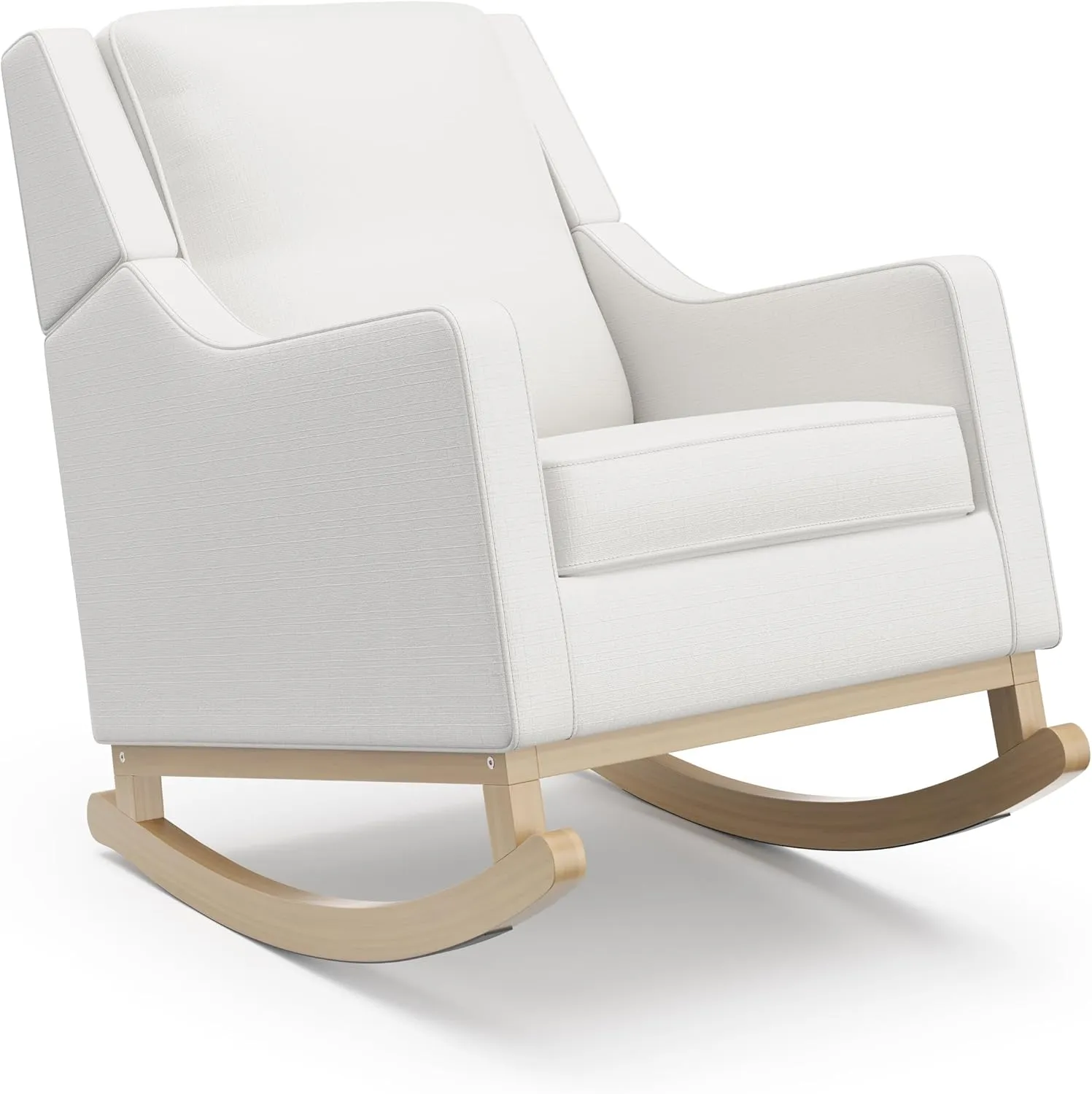 Storkcraft Pasadena Nursery Rocker (Ivory Basketweave with Driftwood) - Upholstered, Rocking Chair for Nursery, Gentle Rocking Motion, Solid Wood Base