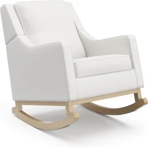 Storkcraft Pasadena Nursery Rocker (Ivory Basketweave with Driftwood) - Upholstered, Rocking Chair for Nursery, Gentle Rocking Motion, Solid Wood Base