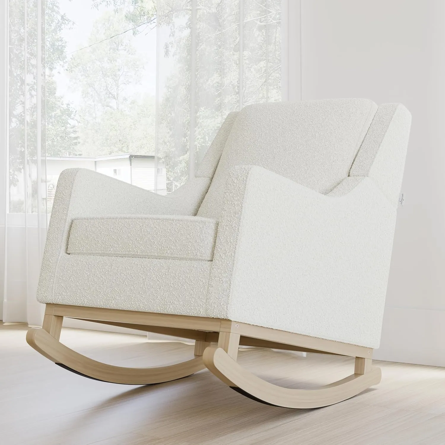 Storkcraft Pasadena Nursery Rocker (Ivory Boucle with Driftwood) - Upholstered, Rocking Chair for Nursery, Gentle Rocking Motion, Solid Wood Base