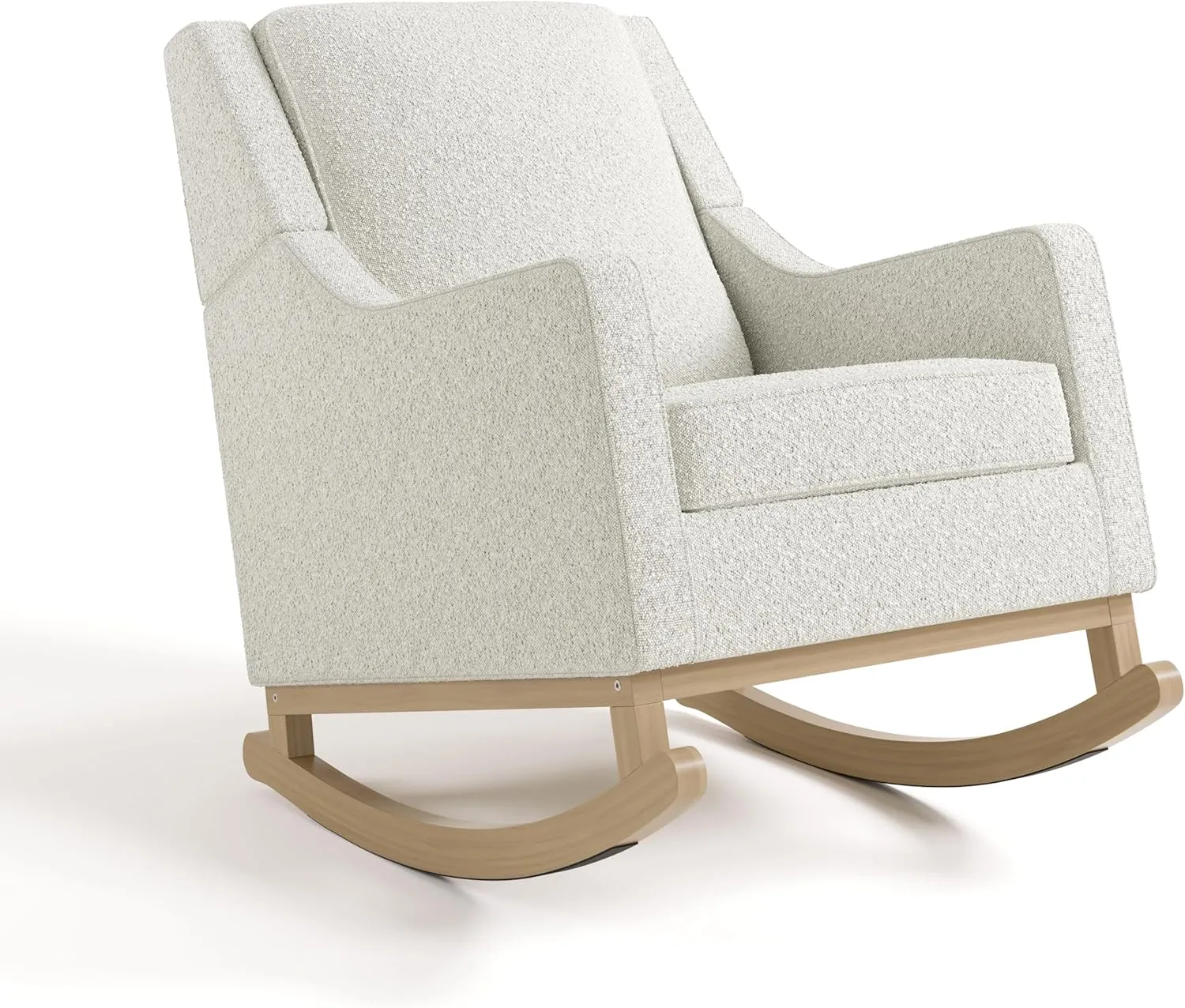 Storkcraft Pasadena Nursery Rocker (Ivory Boucle with Driftwood) - Upholstered, Rocking Chair for Nursery, Gentle Rocking Motion, Solid Wood Base