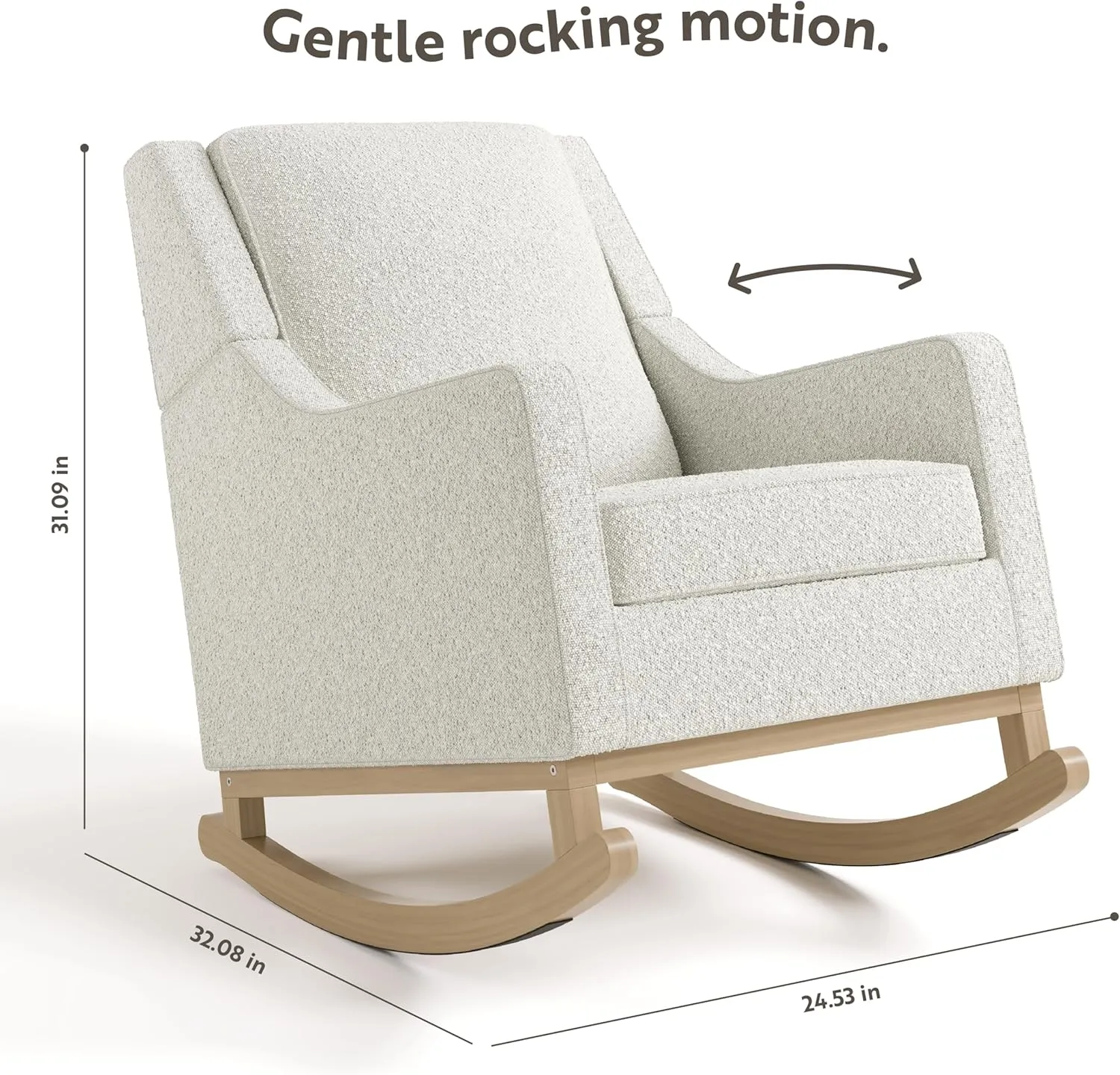 Storkcraft Pasadena Nursery Rocker (Ivory Boucle with Driftwood) - Upholstered, Rocking Chair for Nursery, Gentle Rocking Motion, Solid Wood Base