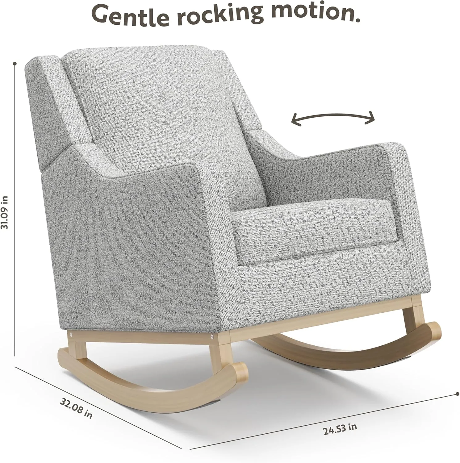 Storkcraft Pasadena Premium Upholstered Nursery Rocking Chair (Salt & Pepper Boucle with Driftwood Base) – Stylish Nursery Rocking Chair with Solid Wood Base, Premium Fabric