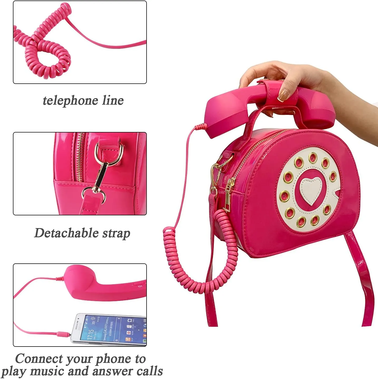 SUKUTU Telephone Shaped Purse Shoulder Crossbody Tote Bags Women Retro Phone Top-Handle Handbags for Girls
