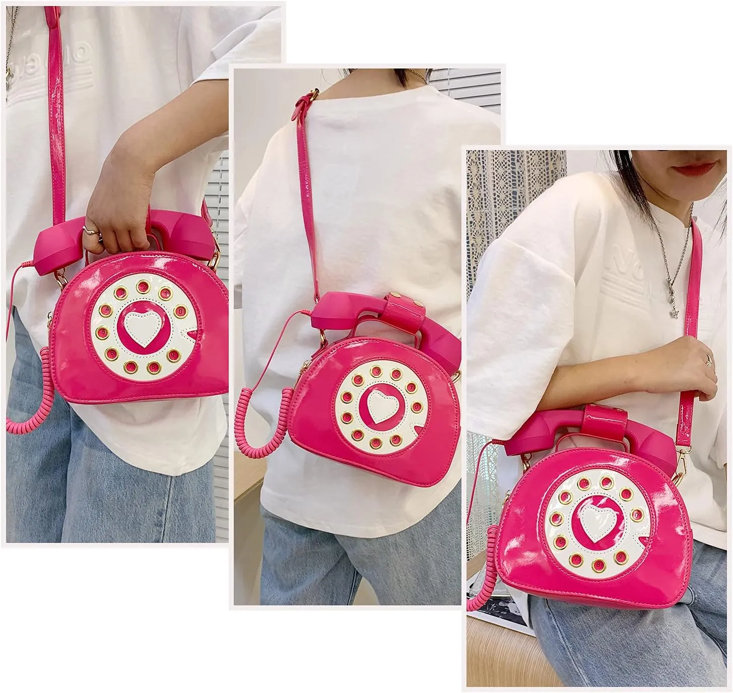 SUKUTU Telephone Shaped Purse Shoulder Crossbody Tote Bags Women Retro Phone Top-Handle Handbags for Girls