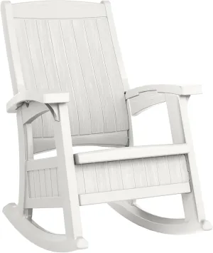 Suncast Outdoor Patio Rocking Chair with 7 Gal. of Under-Seat Storage, Stylish Faux Wood Outdoor Rocker for Patios, Ice Cube