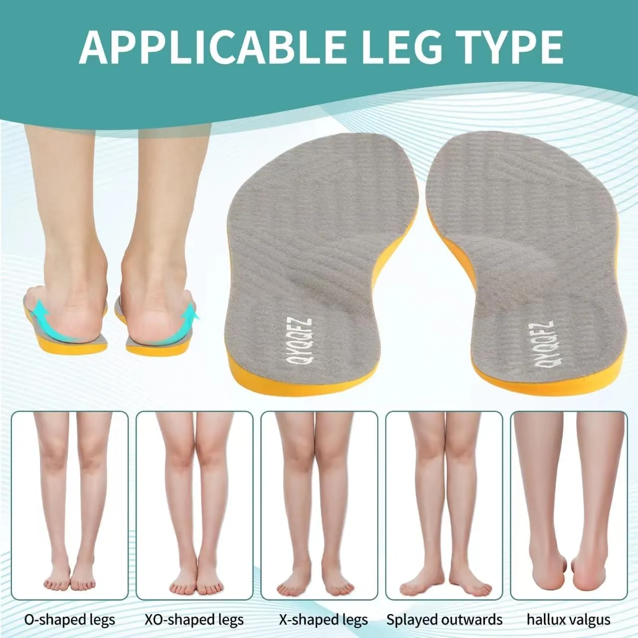 Supination Insoles for O/X Legs & Bowed Legs - Corrective Side Heel Wedge Insoles for Women & Men