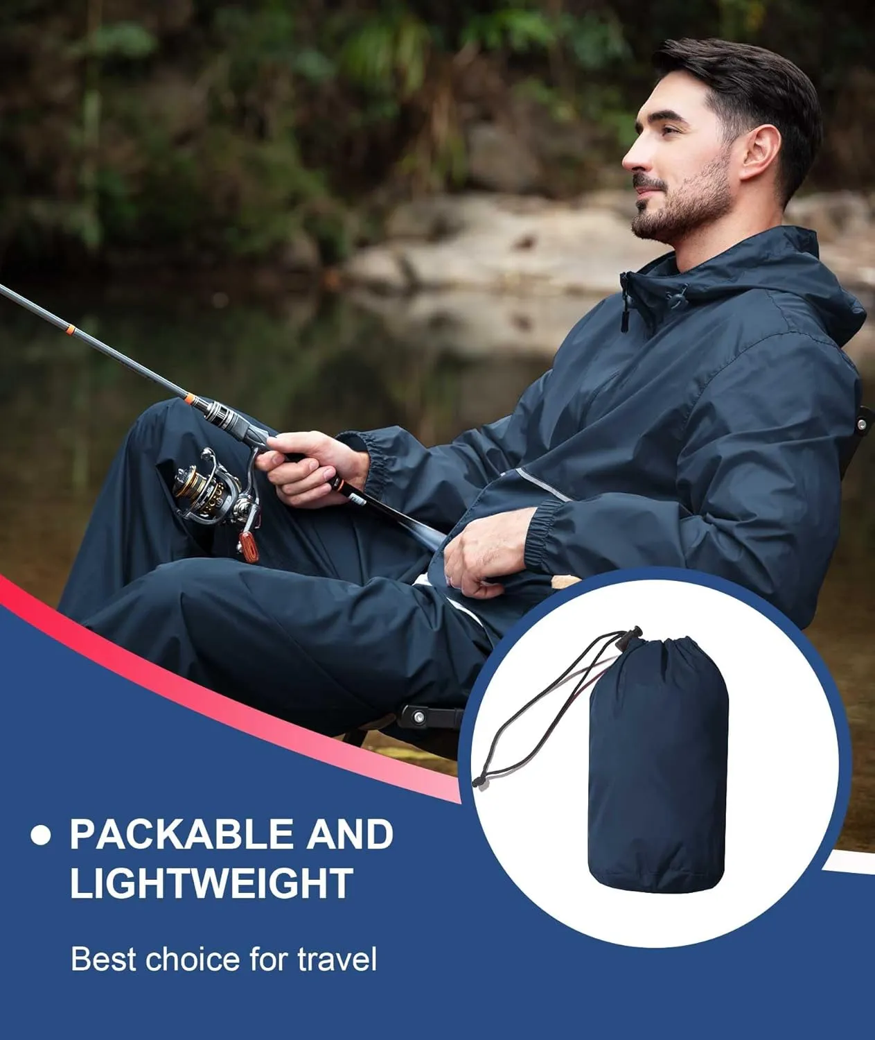 SWISSWELL Men's Rain Jacket Windbreaker Packable,Lightweight Golf Rain Coat Inner Pocket for Camping Hiking Cycling