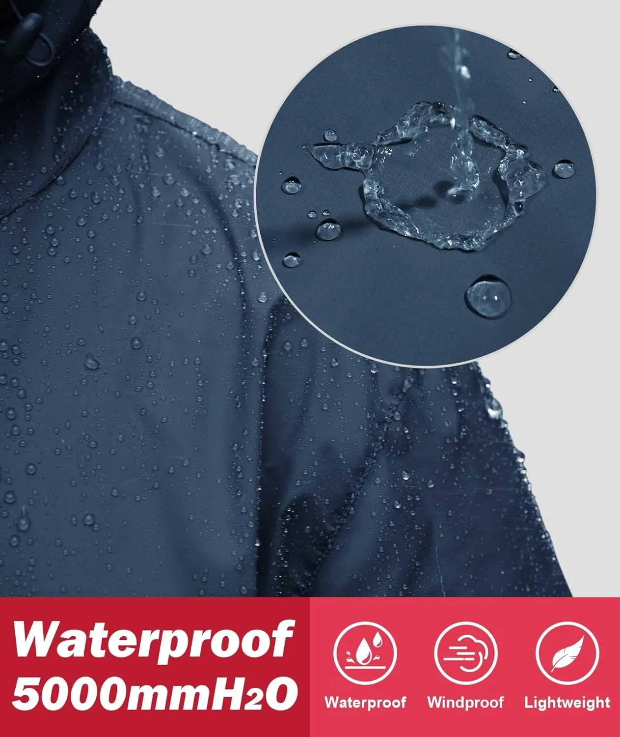 SWISSWELL Men's Rain Jacket Windbreaker Packable,Lightweight Golf Rain Coat Inner Pocket for Camping Hiking Cycling